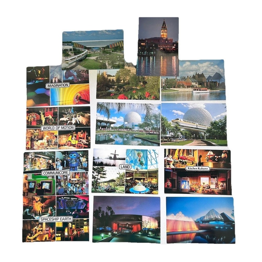 Lot of Vintage Disney World Epcot Center Postcards Souvenir Travel Resort Pics